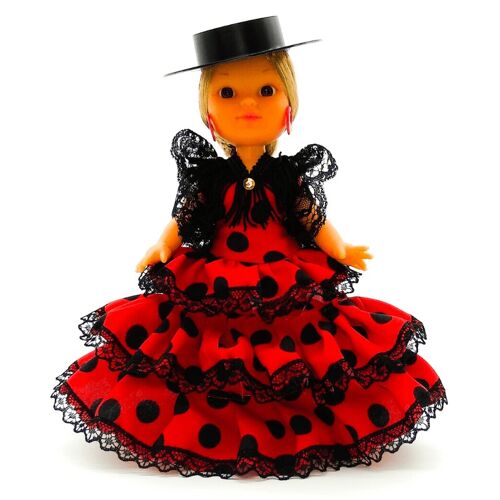 Muñeca de colección de 25 cm. vestido regional típico Andaluza o Flamenca, fabricada en España por Folk Artesanía Muñecas. (SKU: 202SRN)