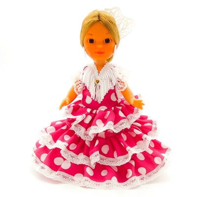 Muñeca de colección de 25 cm. vestido regional típico Andaluza o Flamenca, fabricada en España por Folk Artesanía Muñecas. (SKU: 202NRS)