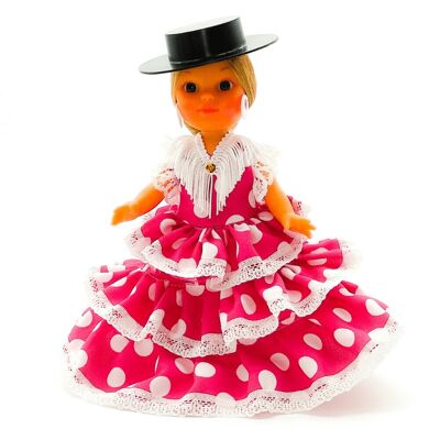 Bambola da collezione di 25 cm. Abito tipico regionale andaluso o di flamenco, realizzato in Spagna da Folk Crafts Dolls. (SKU: 202SRS)