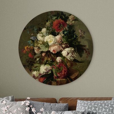 Wall circle Still life with flowers by Harmanus Uppink - 30cm - wall circle