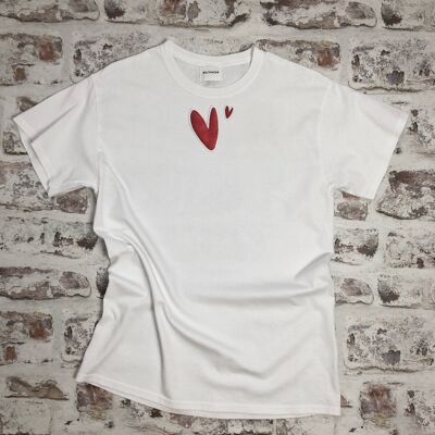 Abstract heart t-shirt , white