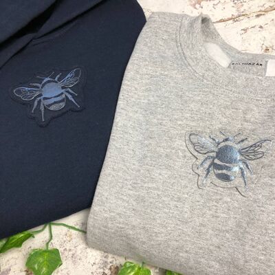 Bee hoodie , mid grey