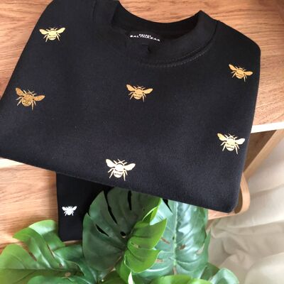 childrens miniature bee sweatshirt , black