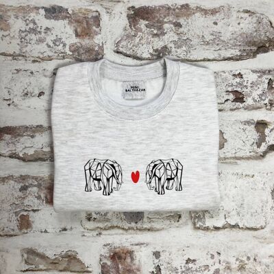 Childrens Origami elephant love sweatshirt , Cherry