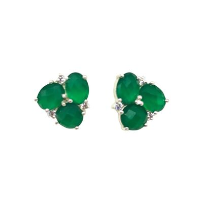 Pendientes Avni ónix verde plateados