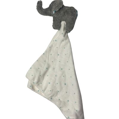 Bio / eco comfort blanket, grasping toy elephant ELT-25 gray / ice blue