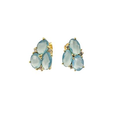 Pendientes Avni aqua calcedonia dorados