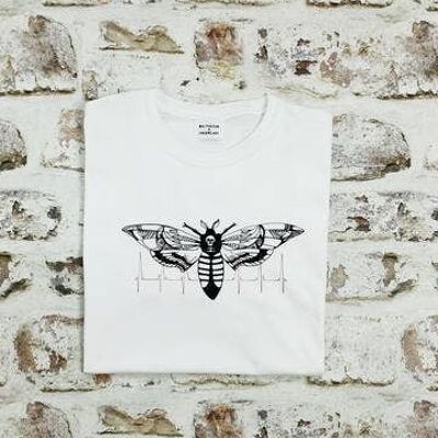 Graphic moth t-shirt , white