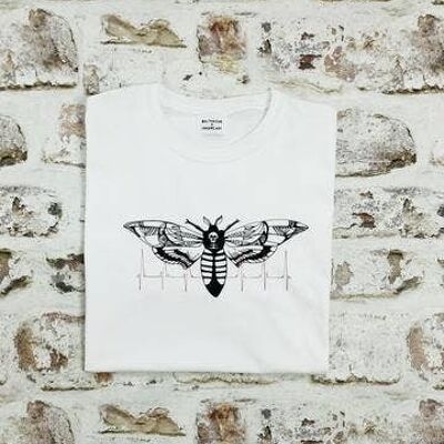 Graphic moth t-shirt , mid grey