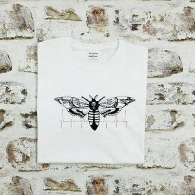 Graphic moth t-shirt , biscuit