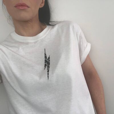 Leopard print lightning bolt t-shirt Unisex fit Tee shirt , mid grey