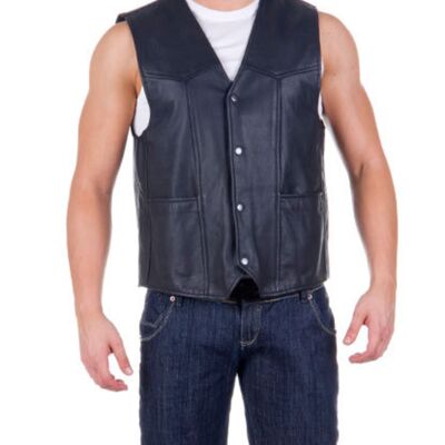 KENROD Leather vest with inner lining pockets