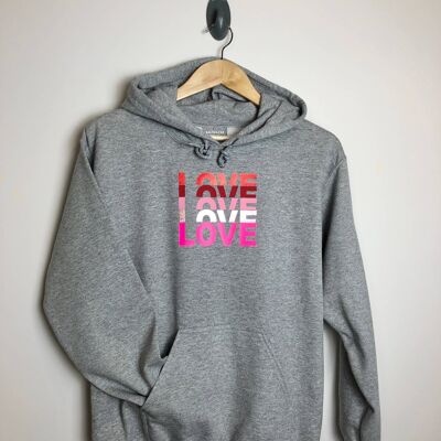 Love text hoodie , mid grey