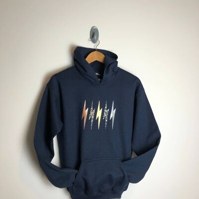 Metallic mix lightning bolt hoodie , Berry