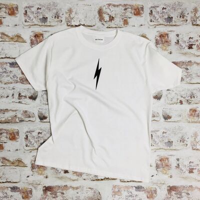 Monochrome lightning bolt t-shirt unisex fit tee shirt , white