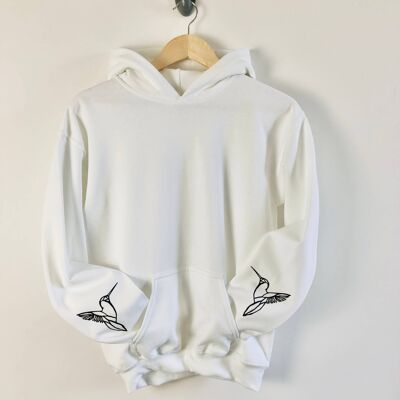 Origami Hummingbird sleeved hoodie , white