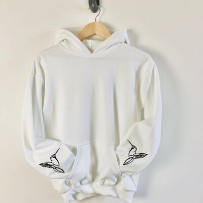 Origami Hummingbird sleeved hoodie , cherry