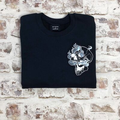 Smoking skull sweatshirt , white