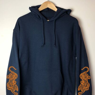 Talisman tiger sleeved hoodie , navy