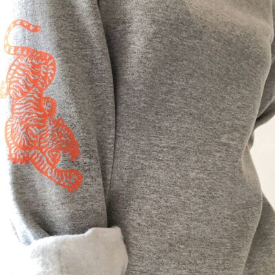 Talisman tiger sleeved sweatshirt , mid grey