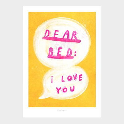 A5 Querida cama, te amo | Cartel de cita Lamina artistica