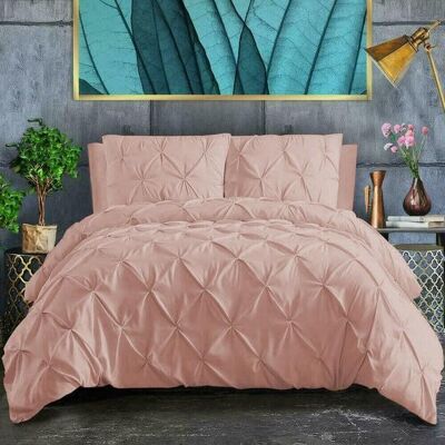 Hotel Quality Duvet Cover Sets 100% Egyptian Cotton Quilt Covers Bedding Set with Pillowcases. - Double , Pintuck Pink