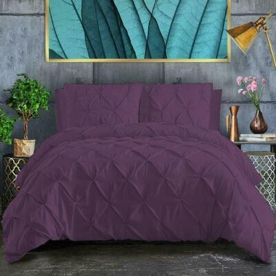 Hotel Quality Duvet Cover Sets 100% Egyptian Cotton Quilt Covers Bedding Set with Pillowcases. - Double , Pintuck Plum