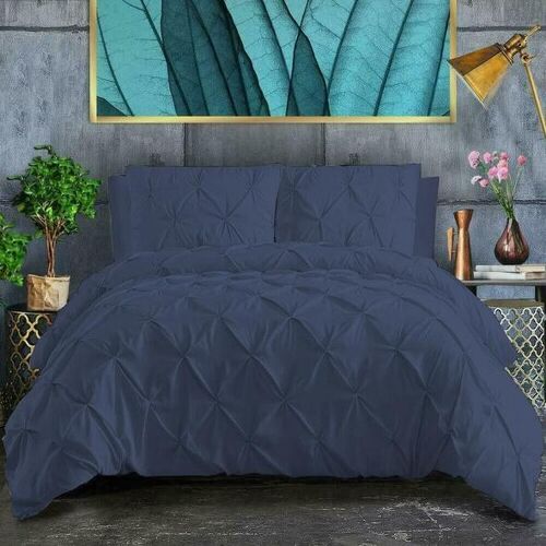 Hotel Quality Duvet Cover Sets 100% Egyptian Cotton Quilt Covers Bedding Set with Pillowcases. - King , Pintuck Navy