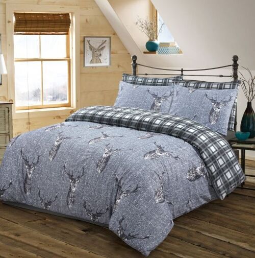 Hotel Quality Duvet Cover Sets 100% Egyptian Cotton Quilt Covers Bedding Set with Pillowcases. - Double , Stag Charcoal