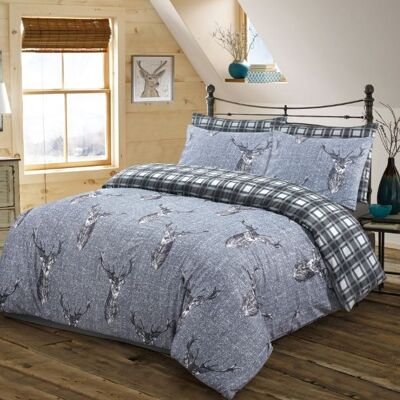 Hotel Quality Duvet Cover Sets 100% Egyptian Cotton Quilt Covers Bedding Set with Pillowcases. - Double , Stag Charcoal