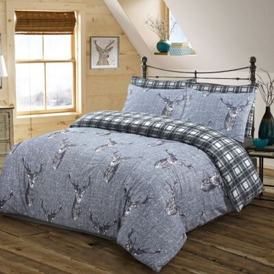 Hotel Quality Duvet Cover Sets 100% Egyptian Cotton Quilt Covers Bedding Set with Pillowcases. - Double , Stag Charcoal