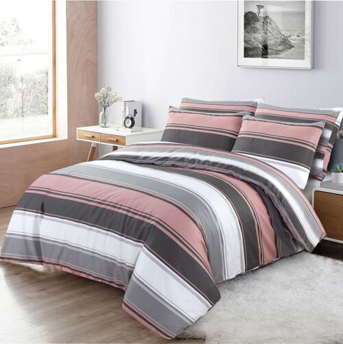 Hotel Quality Duvet Cover Sets 100% Egyptian Cotton Quilt Covers Bedding Set with Pillowcases. - King , Pink Stripes