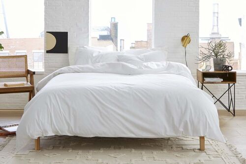 Mayfair Duvet Cover Set 400 Thread Count 100% Egyptian Cotton Quilt Covers Bedding Sets - Double - Satin 600 Thread Count , White