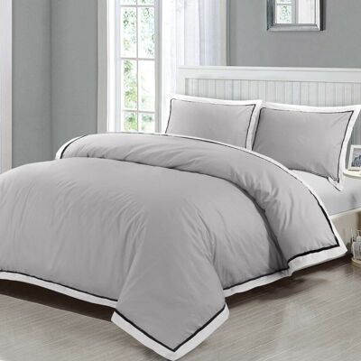 Mayfair Parure de lit 400 fils au pouce carré 100 % coton égyptien Housses de couette Ensembles de literie – Super King – Mayfair 400 fils au pouce carré Gris