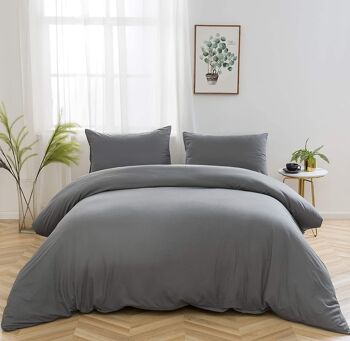 Mayfair Parure de lit 400 fils/cm² 100 % coton égyptien Housses de couette Ensembles de literie – Double – Satin 600 fils/cm², Gris