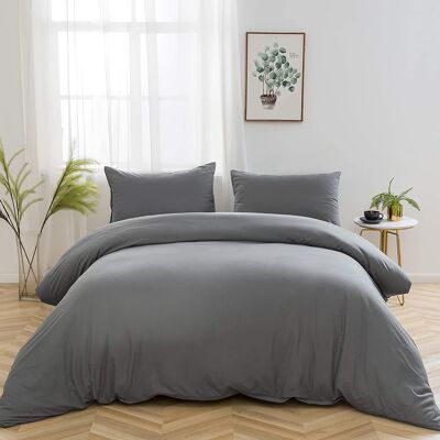 Mayfair Parure de lit 400 fils/cm² 100 % coton égyptien Housses de couette Ensembles de literie – King – Satin 600 fils/cm², Gris