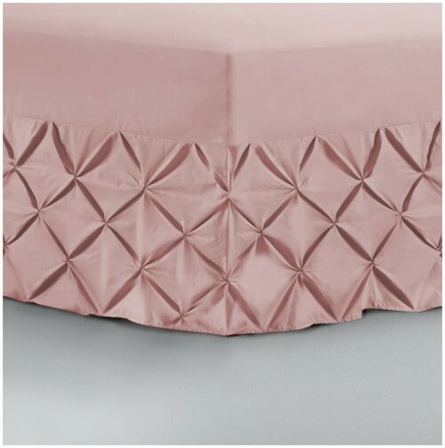 Pin Tuck Duvet Cover With Pillowcase Bedding Set 100% Egyptian Cotton Double King Size - Double - Pintuck Valance , Pink