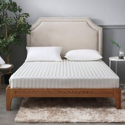 Bettwäsche-Set, Fadenzahl 600, gestreift, mit Kissenbezug, Doppelbett, King-Size, Super-King-Size – Super-King-Size – Spannbettlaken, grau