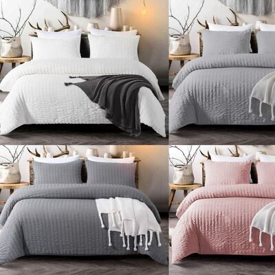 Seersucker Duvet Cover with Pillowcases 100% Egyptian Cotton Bedding Sets - King , Silver
