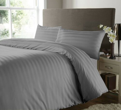 Mayfair Duvet Cover Set 400 Thread Count 100% Egyptian Cotton Quilt Covers Bedding Sets - Double - Satin Stripe 600 Thread Count , Grey