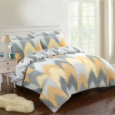 Set copripiumino/giallo di lusso Set di biancheria da letto reversibile in cotone 100% Double King Size - King, King