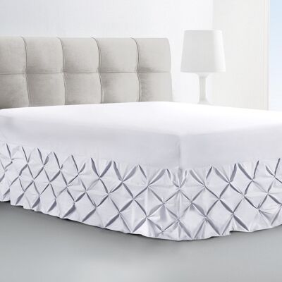 Drap-housse de cantonnière de luxe Pin Tuck 100% coton simple double super king size, blanc