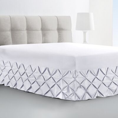 Luxury Pin Tuck Fitted Valance Sheet 100% Cotton Single Double Super King Size - Double , White