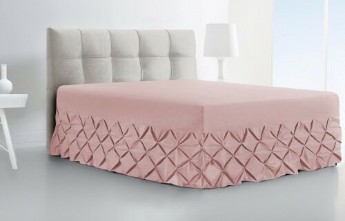 Luxury Pin Tuck Fitted Valance Sheet 100% Cotton Single Double Super King Size - King , Soft Pink