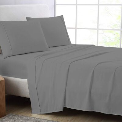 600 Thread Count Flat Sheet 100% Egyptian Cotton Double King Super King Bed Size Top Sheets - Double , Grey