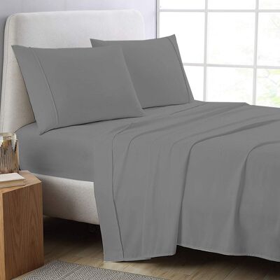 600 Thread Count Flat Sheet 100% Egyptian Cotton Double King Super King Bed Size Top Sheets - Super King , Grey