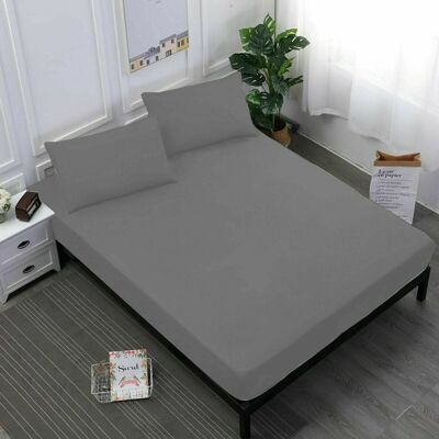 Drap-housse 600 fils au pouce carré 100% coton égyptien draps de lit de qualité hôtelière - King - Standard 30 cm de profondeur, gris