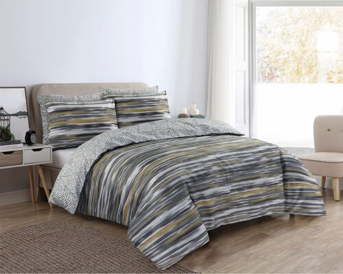 Printed Designer Duvet Cover with Pillowcases 100% Cotton Quilt Covers Bedding Sets - Double , Coastal Stripes