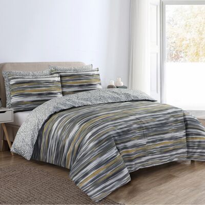 Printed Designer Duvet Cover with Pillowcases 100% Cotton Quilt Covers Bedding Sets - Double , Coastal Stripes