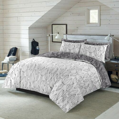 Printed Designer Duvet Cover with Pillowcases 100% Cotton Quilt Covers Bedding Sets - King , Divine Leaves